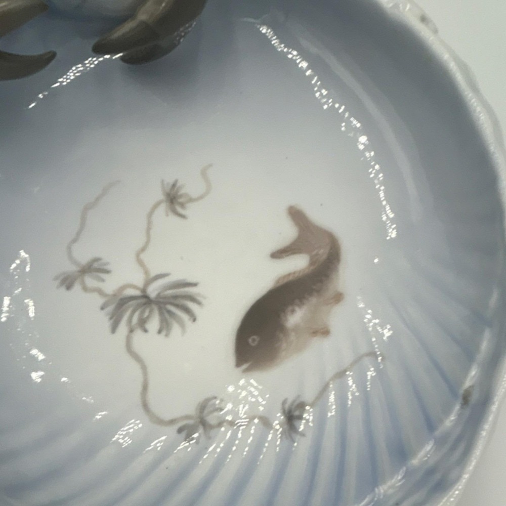 Royal Copenhagen Art Nouveau bowl Porcelain Crab Fish Pattern, Denmark, Blue - Picture 2 of 8